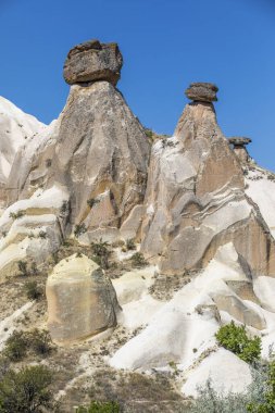 Türkiye 'de üç güzel volkanik oluşumu, üç güzel Kapadokya, Türkiye.