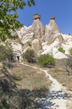 Türkiye 'de üç güzel volkanik oluşumu, üç güzel Kapadokya, Türkiye.