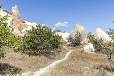 Türkiye 'de üç güzel volkanik oluşumu, üç güzel Kapadokya, Türkiye.