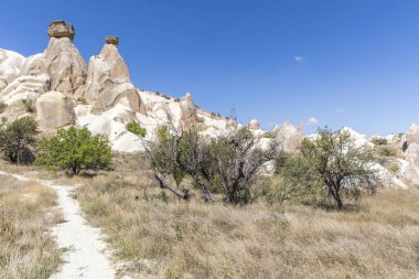 Türkiye 'de üç güzel volkanik oluşumu, üç güzel Kapadokya, Türkiye.