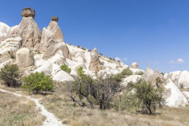 Türkiye 'de üç güzel volkanik oluşumu, üç güzel Kapadokya, Türkiye.