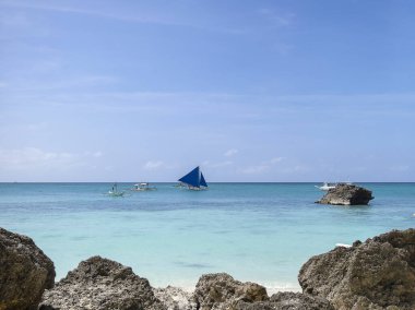 Filipinler, Boracay adasındaki beyaz plaj.