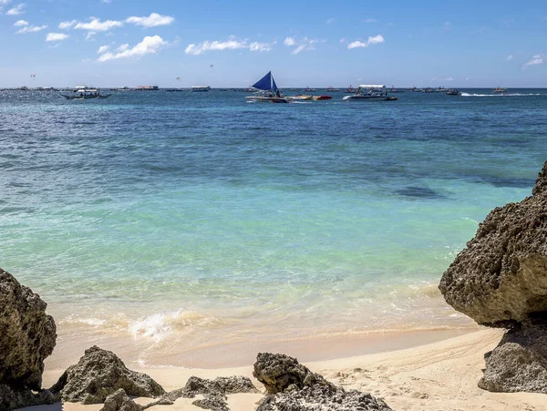 Bílá Pláž Ostrově Boracay Filipíny — Stock fotografie