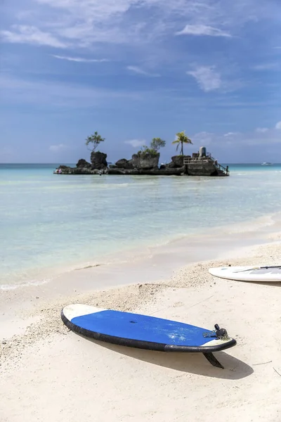 Tabla Surf Playa Playa Blanca Isla Boracay Filipinas — Foto de Stock