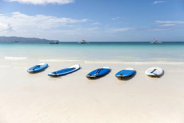 Tabla Surf Playa Playa Blanca Isla Boracay Filipinas — Foto de Stock