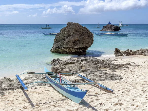 Barco Playa Blanca Isla Boracay Filipinas — Foto de Stock