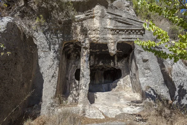 Tumba Roca Daedalus Pavo Ciudad Fethiye Turquía — Foto de Stock