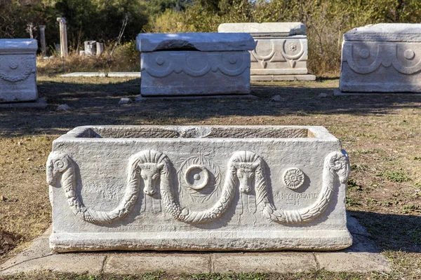Efes Antik Şehrinde Mezarlık Taşmezarı — Stok fotoğraf
