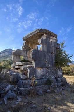Dodurga köyünden antik Sidyma şehri. Fethiye, Mugla, Türkiye 'de.