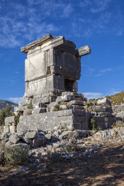 Dodurga köyünden antik Sidyma şehri. Fethiye, Mugla, Türkiye 'de.