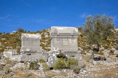 Dodurga köyünden antik Sidyma şehri. Fethiye, Mugla, Türkiye 'de.