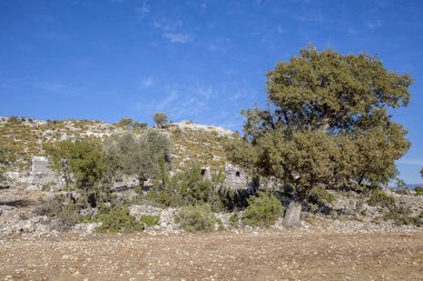Dodurga köyünden antik Sidyma şehri. Fethiye, Mugla, Türkiye 'de.