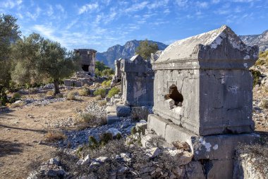 Dodurga köyünden antik Sidyma şehri. Fethiye, Mugla, Türkiye 'de.