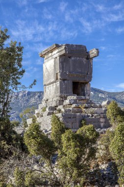 Dodurga köyünden antik Sidyma şehri. Fethiye, Mugla, Türkiye 'de.