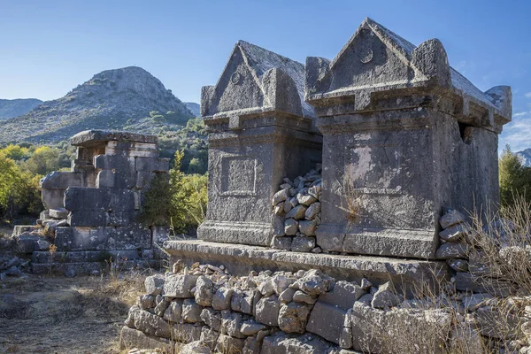 Dodurga köyünden antik Sidyma şehri. Fethiye, Mugla, Türkiye 'de.