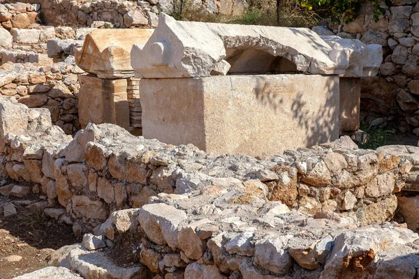 Sarcofaag Ruïnes Necropolis Van Patara Oude Stad Antalya Turkije — Stockfoto