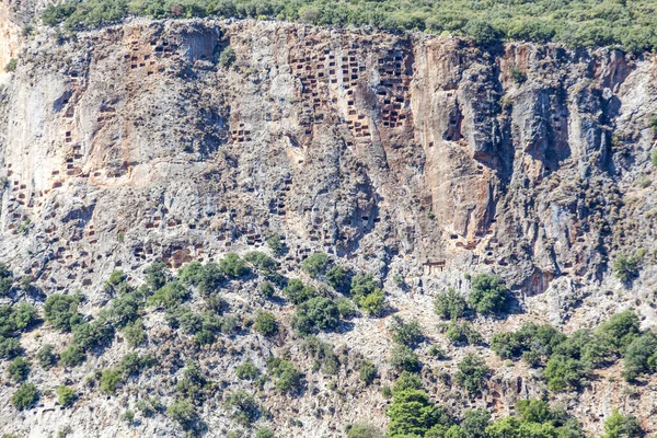 Dinde Tombes Rupestres Dans Ancienne Ville Pinara Dans Ville Fethiye — Photo