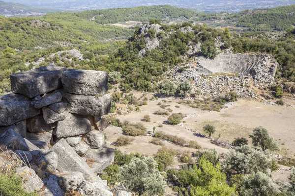 Antik Pinara Kentinde Tiyatro Fethiye Türkiye — Stok fotoğraf