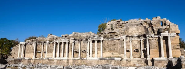 Ruinas Antigua Ciudad Side Ruinas Edificios Prerromanos Antalya Turquía — Foto de Stock