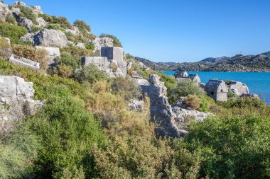 Nekroplis, kekova ve hindi içeren Lycian lahitleri..