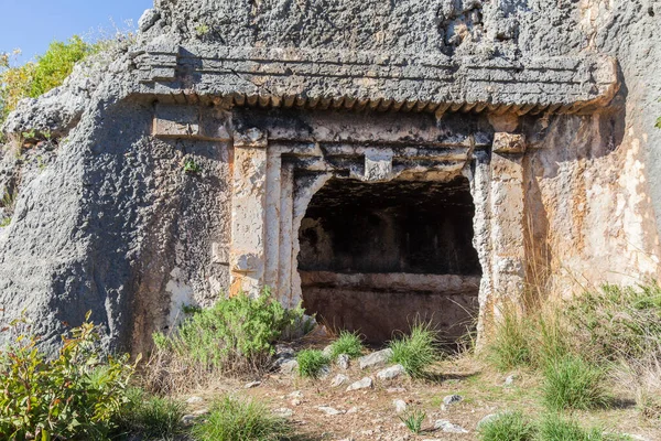 Tumbas Sarcófagos Lycian Con Necroplis Kekova Pavo — Foto de Stock