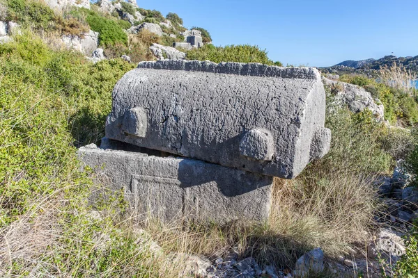 Tombes Sarcophage Lycien Avec Nécropses Kekova Dinde — Photo