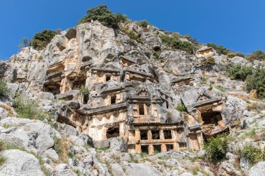 Myra antik kentinde taş mezarları, Demre, Antalya, Türkiye.