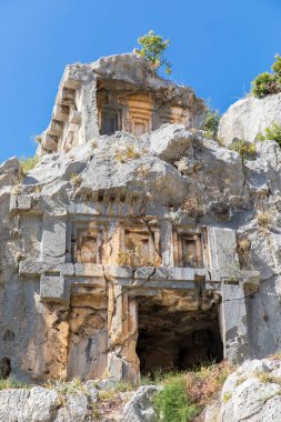 Myra antik kentinde taş mezarları, Demre, Antalya, Türkiye.