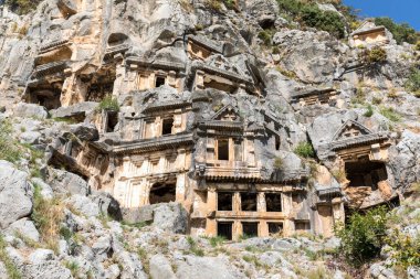 Myra antik kentinde taş mezarları, Demre, Antalya, Türkiye.