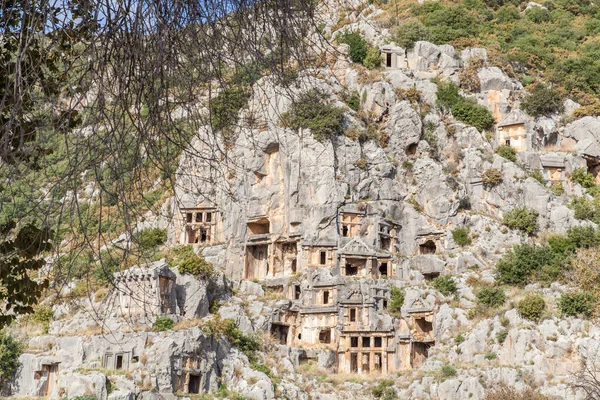 Tumbas Roca Myra Ciudad Antigua Demre Antalya Turquía — Foto de Stock