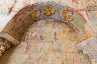 Aziz Niklas Kilisesi, Demre, Antalya, Türkiye 'nin duvarında eski bir fresk.