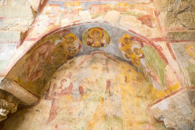 Aziz Niklas Kilisesi, Demre, Antalya, Türkiye 'nin duvarında eski bir fresk.
