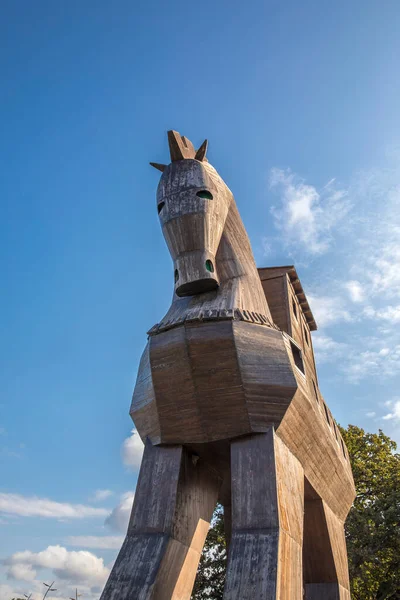 Symbolpferd Der Antiken Stadt Troja Der Türkei — Stockfoto