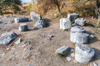 Türkiye 'deki antik Truva kentinin kalıntıları.