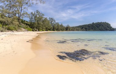 Tembel plaj, koh rong samloem adası, Sihanoukville, Kamboçya.