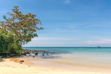  Tembel plaj, koh rong samloem adası, Sihanoukville, Kamboçya.
