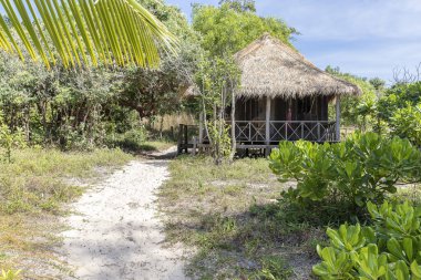 Patika ve bungalov, Tembel plaj, koh rong samloem adası, Sihanoukville, Kamboçya.
