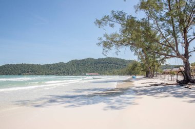 Saracen Körfezi Sahili, Koh rong Samloem Adası, Sihanoukville, Kamboçya.