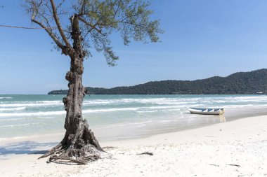 Saracen Körfezi Sahili, Koh rong Samloem Adası, Sihanoukville, Kamboçya.