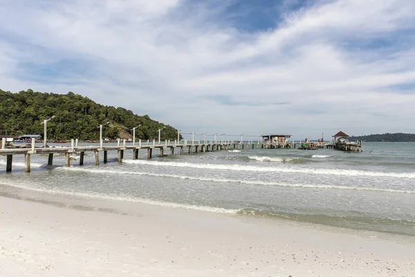 Starý Pier Saracén Bay Beach Koh Rong Samloem Ostrov Sihanoukville — Stock fotografie