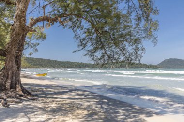 Saracen Körfezi Sahili, Koh rong Samloem Adası, Sihanoukville, Kamboçya.