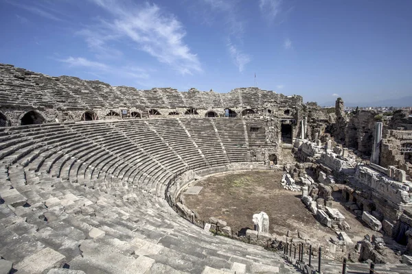Theater of the ancient city of Side in Turkey in Antalya, Turkey.