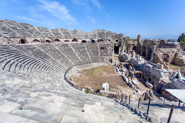 Teatro Antiga Cidade Side Turquia Antalya Turquia — Fotografia de Stock
