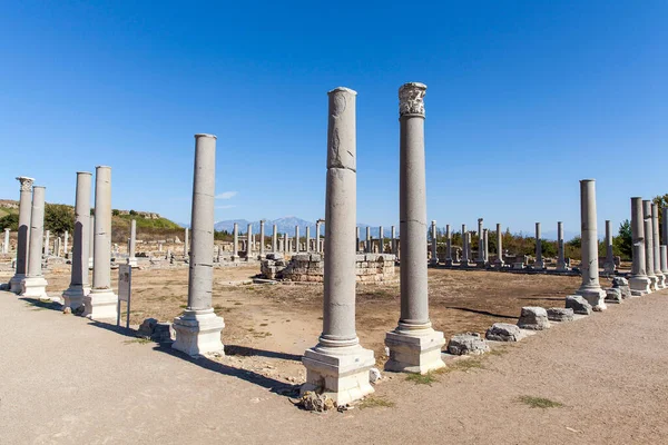 Ερείπια Της Αγοράς Στην Αρχαία Πόλη Perge Antalya Που Βρίσκεται — Φωτογραφία Αρχείου