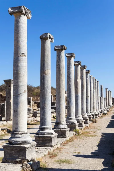 Ερείπια Της Αγοράς Στην Αρχαία Πόλη Perge Antalya Που Βρίσκεται — Φωτογραφία Αρχείου