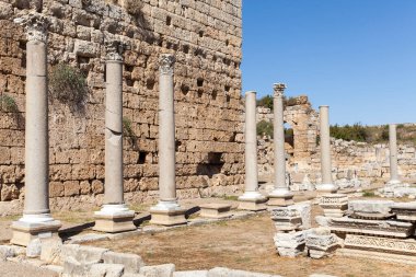 Türkiye 'nin antik Perge kentine bakış Antalya.