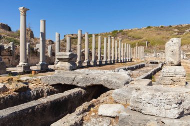 Türkiye 'nin antik Perge kentine bakış Antalya.