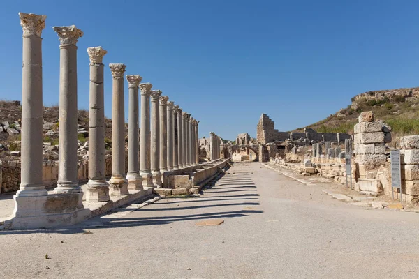 Vista Antiga Cidade Perge Turquia Antalya — Fotografia de Stock