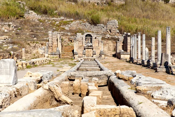 Pohled Starobylé Město Perge Turecku Antalya — Stock fotografie