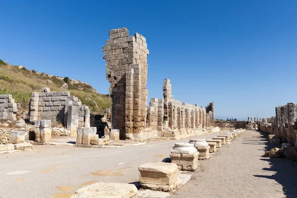 Άποψη Της Αρχαίας Πόλης Perge Στην Τουρκία Antalya — Φωτογραφία Αρχείου